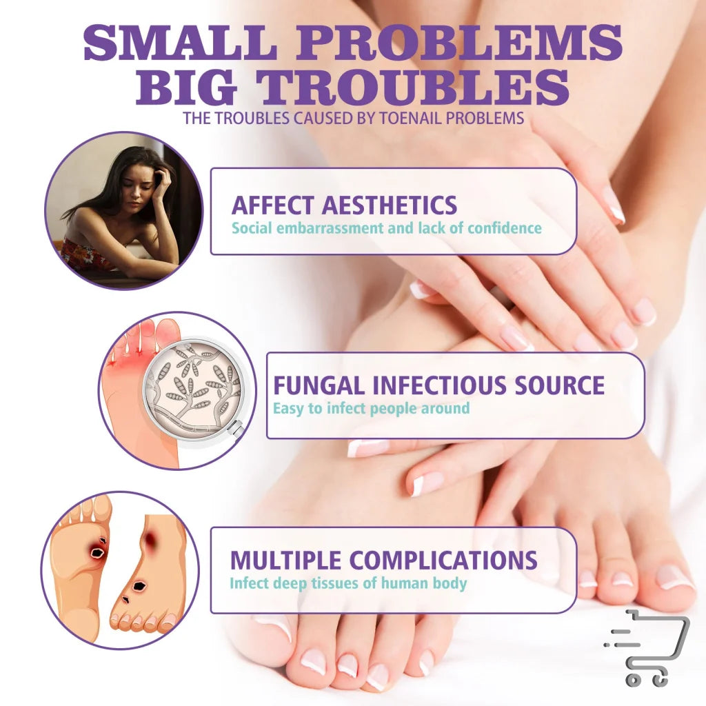 Infographic on toenail problems and effects for Nail Repair Spray with Thyme Oil