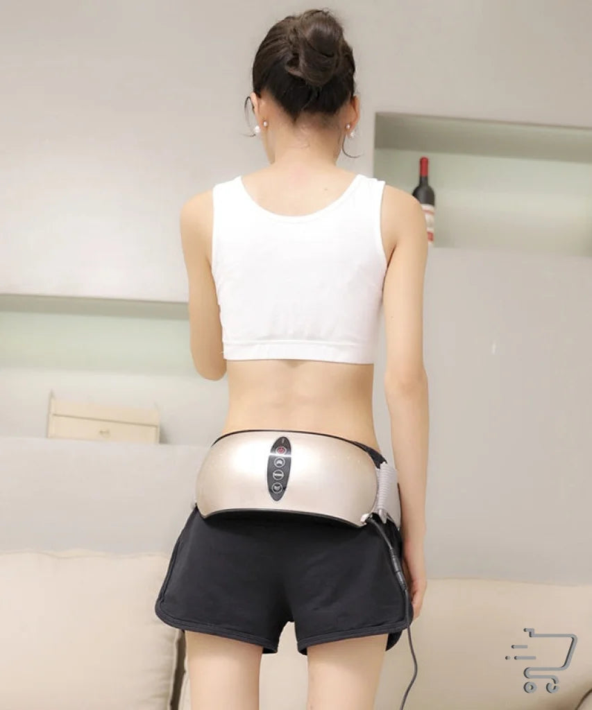 Vibrating belt worn for muscle relief with 12V 10W compact device features