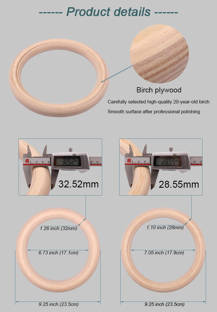 Indoor and outdoor birch rings with nylon strap