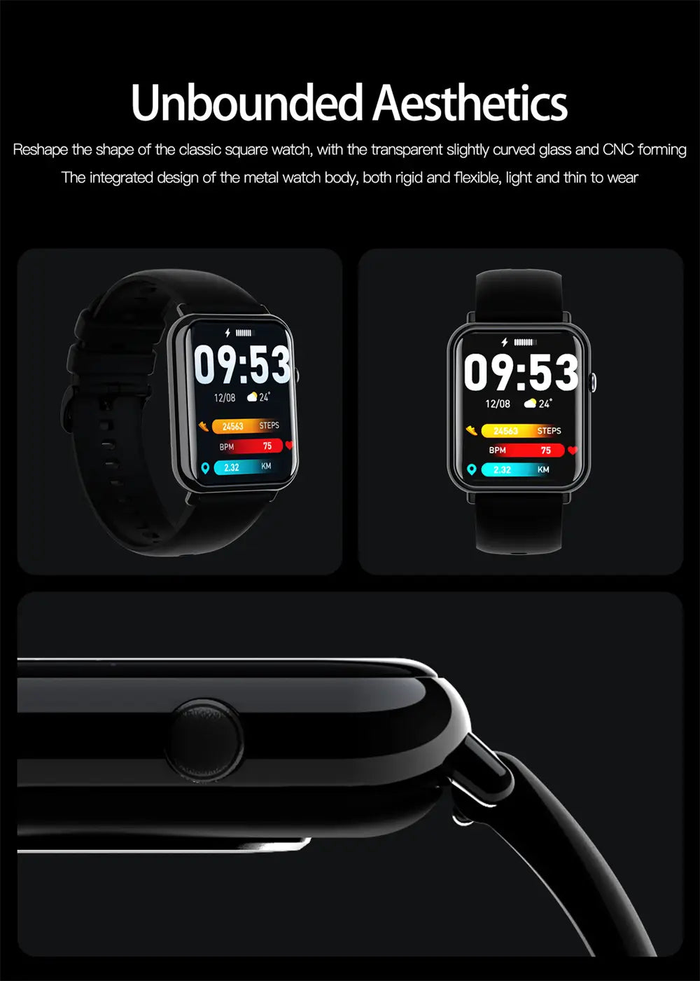 Ip67 waterproof bluetooth 5.2 smartwatch with 340mah