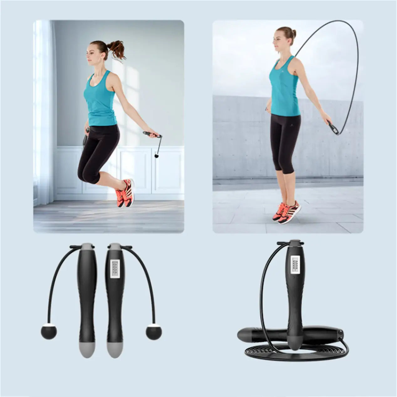 Two keys-cordless skipping rope fitness equipment