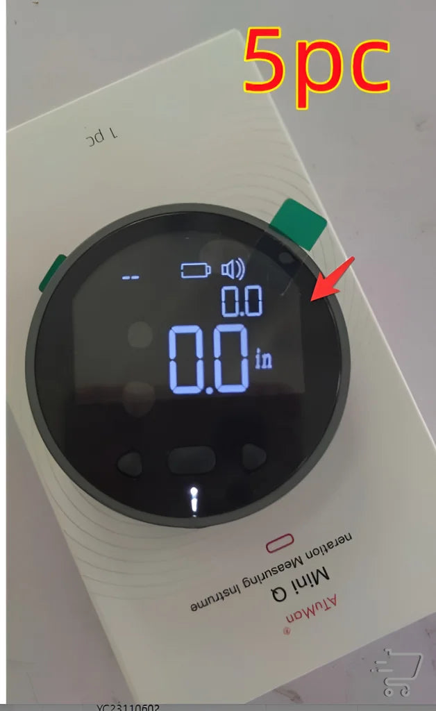 Circular digital display showing 0.0 with speaker icon in Compact 8-Function Mini Measuring Device