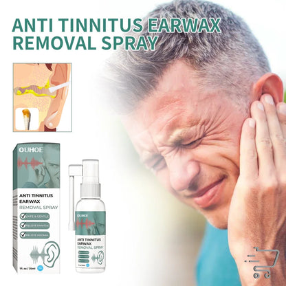 Anti-tinnitus Deep Cleaning Ear Care Spray 30ml with marketing imagery for ear health