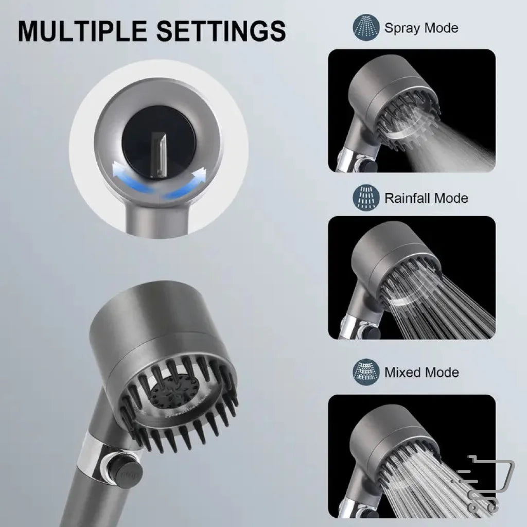 Eco-friendly high-pressure handheld shower head with stop button and multiple spray settings