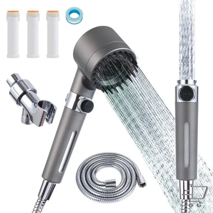 Eco-friendly high-pressure handheld shower head with multiple spray settings and stop button