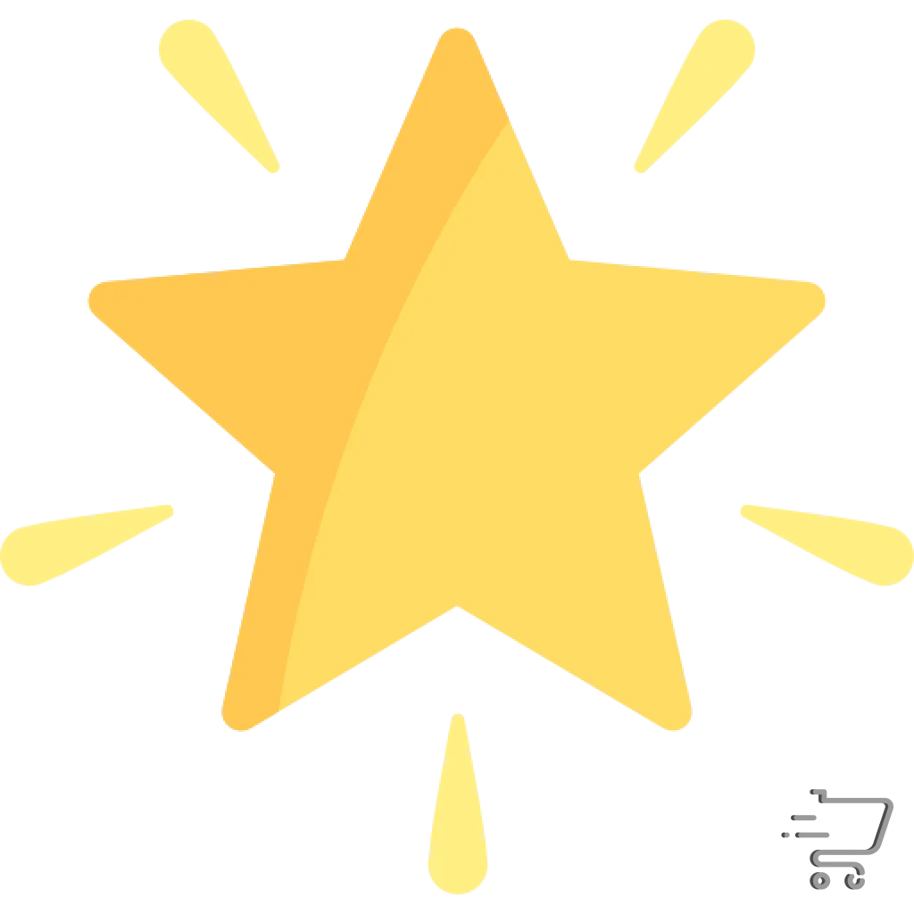 Yellow star with five points and radiating beams for Effortless Cleaning product