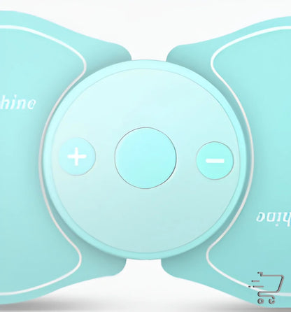 Teal electronic pulse massager with adjustable strength and circular control buttons