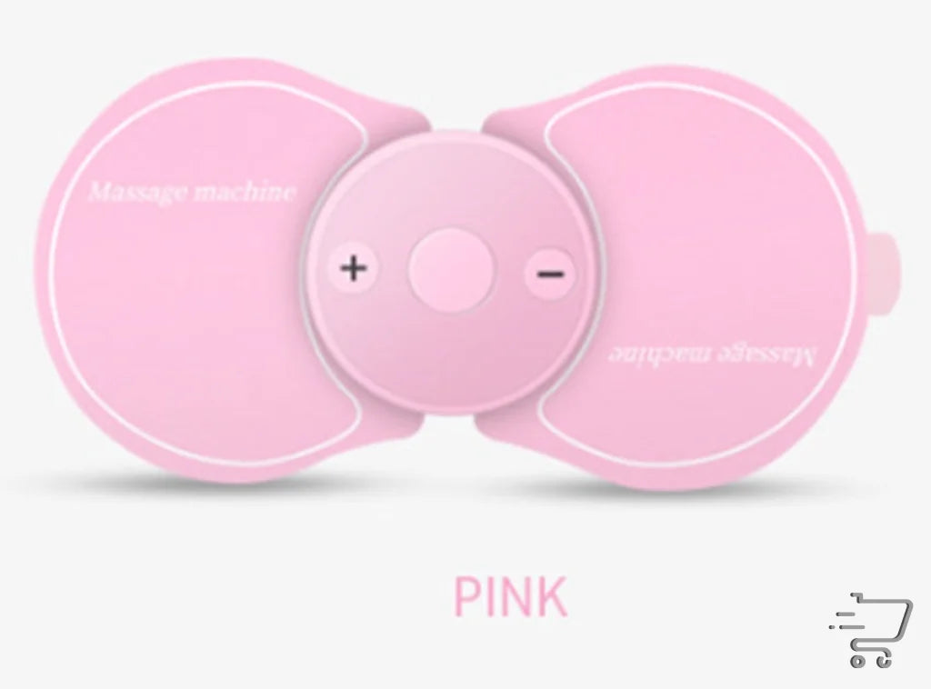 Pink electronic pulse massager with adjustable strength and butterfly-like wings design