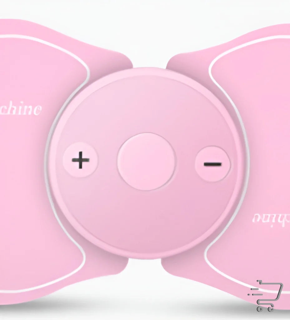 Pink Electronic Pulse Massager with butterfly wing buttons for adjustable strength sessions