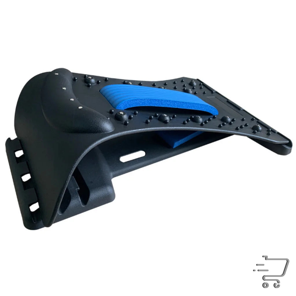 Bicycle fender with black and blue design beside Ergonomic Self-Massage Device