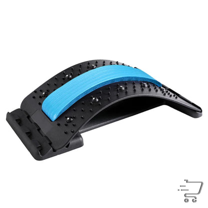 Curved ergonomic self-massage device for lumbar and cervical support with blue padding