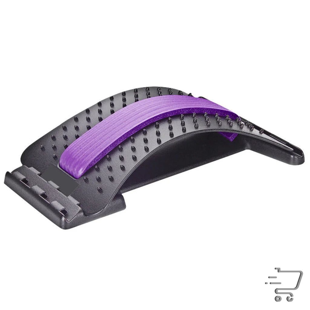 Curved Ergonomic Self-Massage Device for lumbar and cervical support with purple cushion