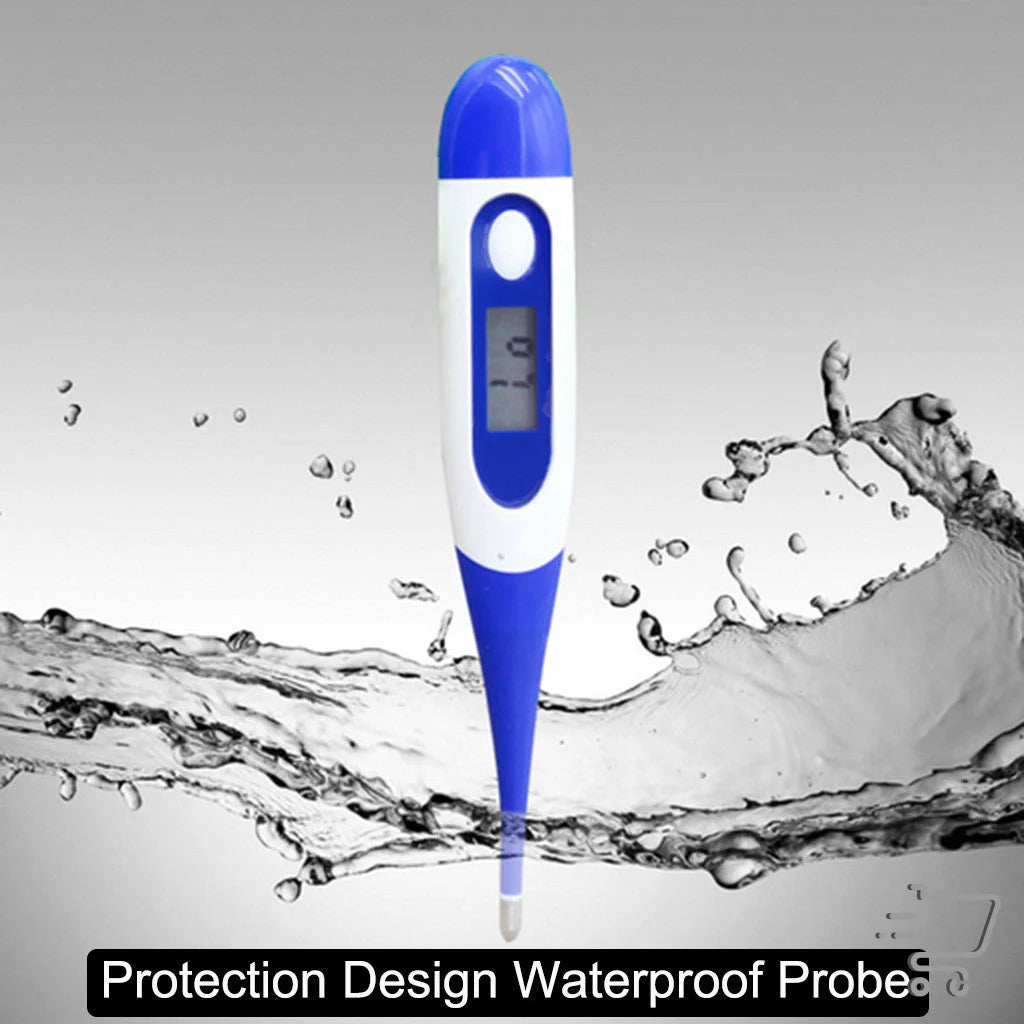 Digital thermometer in blue and white design for high precision thermistor use