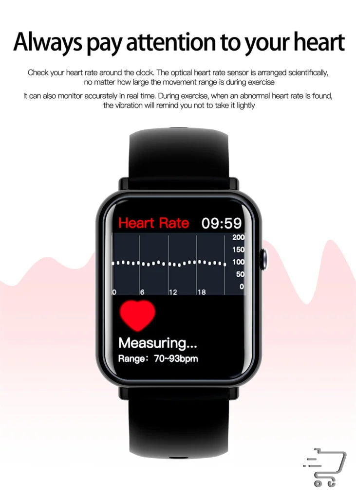 Smartwatch showcasing heart rate monitoring on IP67 Waterproof Bluetooth device