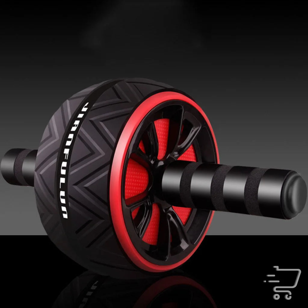 Ab roller exercise wheel with red rim and black surface for fitness equipment