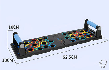 Foldable Push Up Support Training Board with Magnetic Locking and Color-Coded Grips