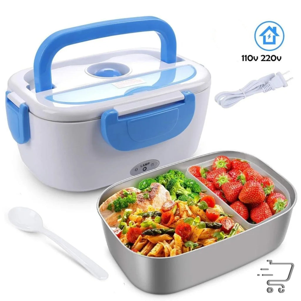 Electric lunch box with stainless steel container for convenient on-the-go meals