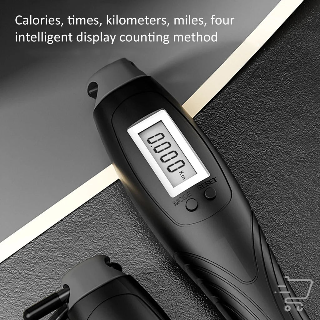 Digital pedometer on Two Keys-Cordless Skipping Rope for fitness tracking