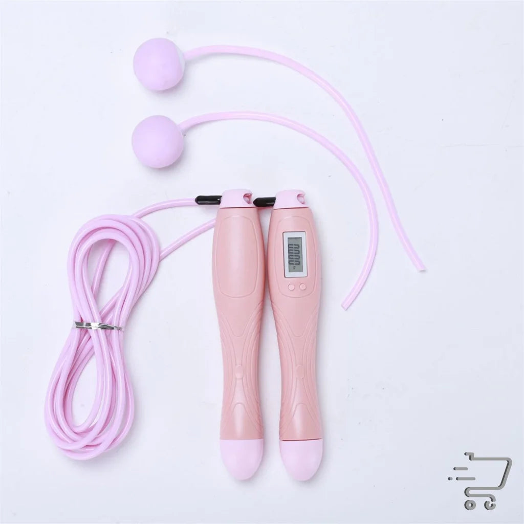 Pink Two Keys-Cordless Skipping Rope with digital counter handles for fitness workouts