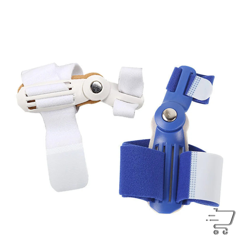 Two finger splints in white and blue with Ultimate Nylon strap for immobilizing injured fingers