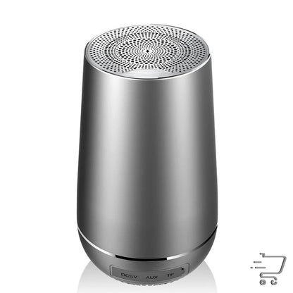 Cylindrical silver Bluetooth speaker for the Ultimate USB Charger and Aux Audio Hub