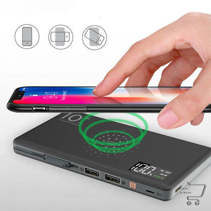 Wireless charging power bank with digital display and multiple ports for ultimate convenience