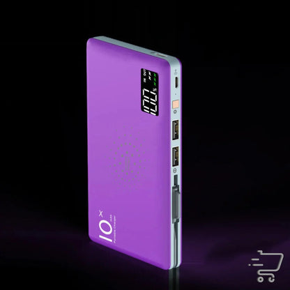 Purple Portable Power Bank with Digital Display for Ultimate Wireless Charger