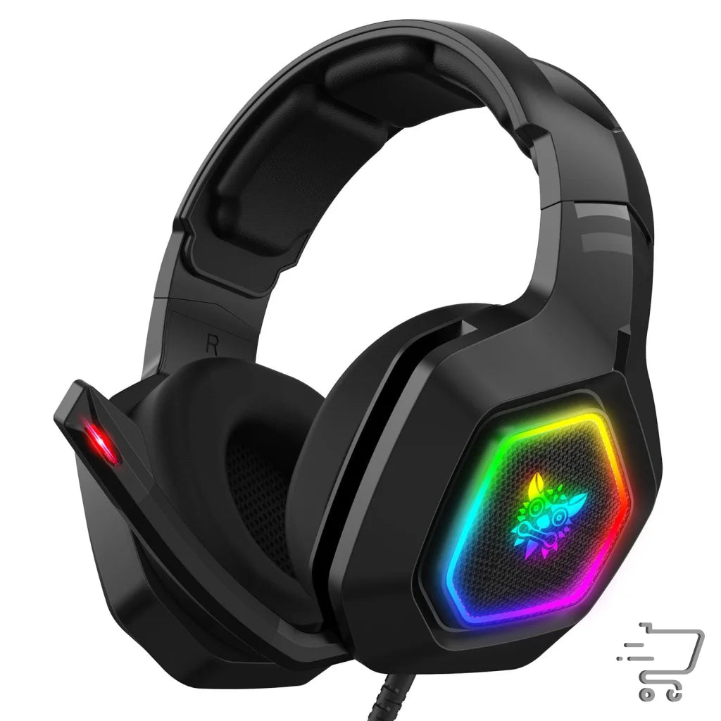 Universal Wired Gaming Headset with RGB ear cups for immersive gaming experience