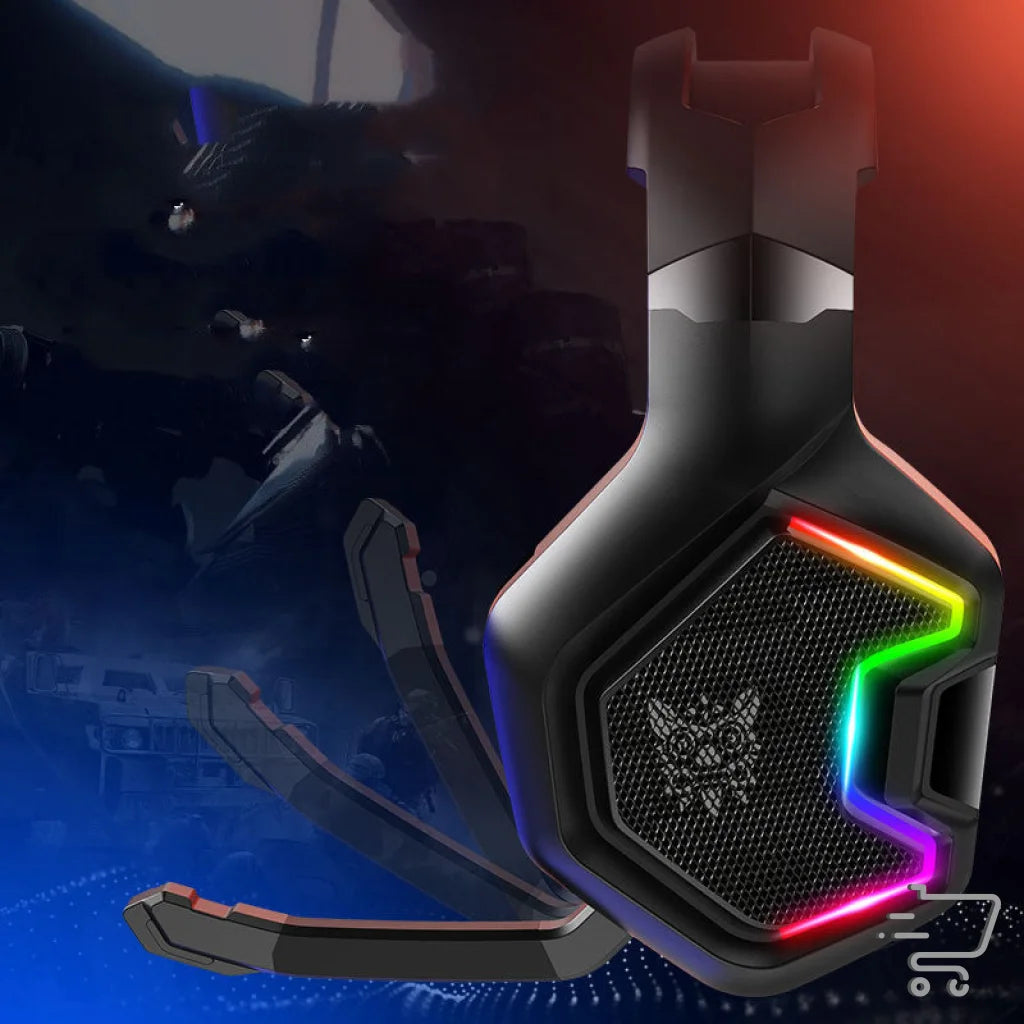 Gaming headset with RGB lighting and wolf logo on Universal Wired Gaming Headset