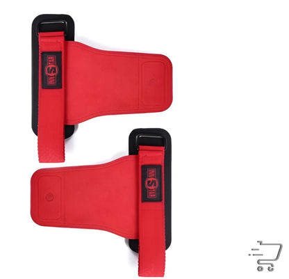 Pair of red boxing hand wraps in versatile black protective gear for outdoor fitness