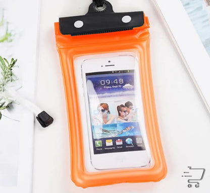 Orange waterproof phone case for sports outdoor bag, perfect for diving and hiking