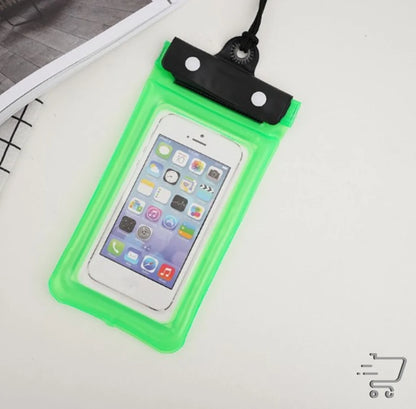 Waterproof phone case in bright neon green for sports outdoor bag for diving and hiking