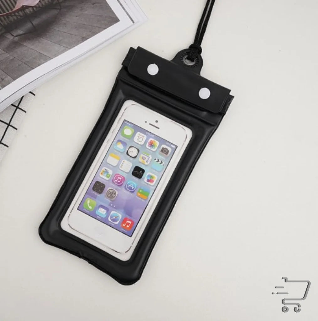 Waterproof phone case with smartphone inside for sports outdoor bag use during activities