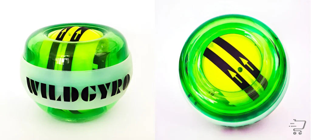 Bright green WILDCYRO exercise ball with yellow stripes for Zinc Alloy Arm workouts